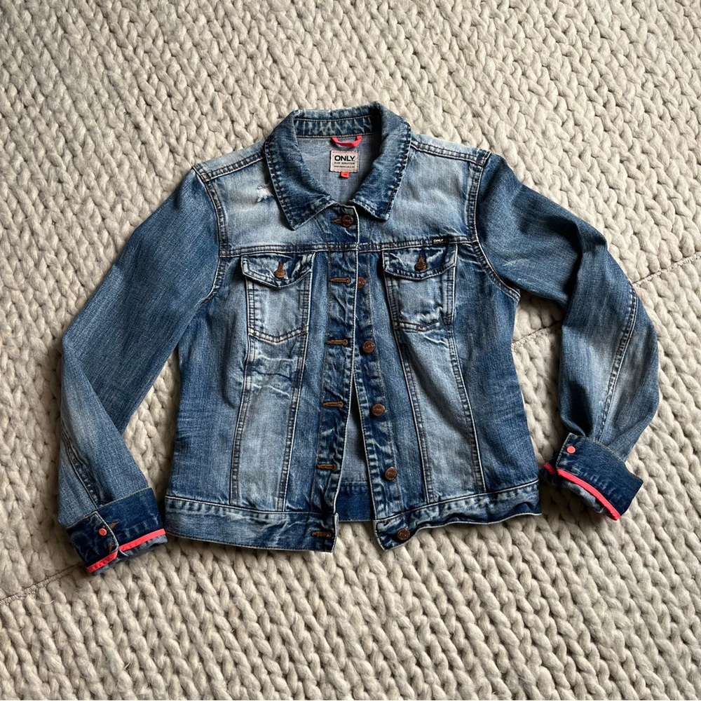 ONLY Denim Jacket with PINK Details | sz 40